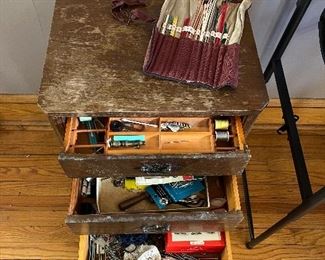 loaded sewing cabinet