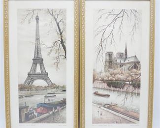 Raphael Ortiz Alfau Lithographs "Paris-Notre Dame Abside" and "Sous Eiffel"

