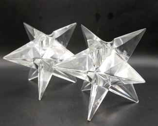 Clear Crystal Star Candle Holders (Set of 2)
