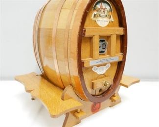 Carved Wood Barrel Dispenser and Stand
