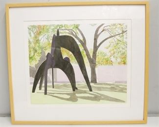 "Calder Dances in DC" Watercolor Painting by Dick Stern
