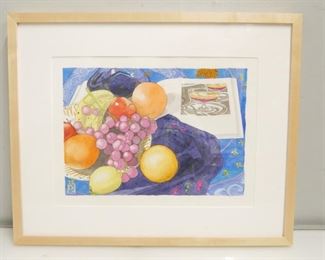 "Fruits and Recipe" Watercolor Painting by Dick Stern
