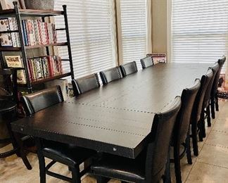 Expresso extension dining table and 10 chairs 