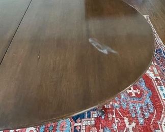 Vintage Mahogany Extension Dining Table with Cabriole Legs and Claw Feet. Measures 64" - 124" L with 5, 12" Leaves.  44" D x 29.5" H with 4.25 Apron. Photo 4 of 6.