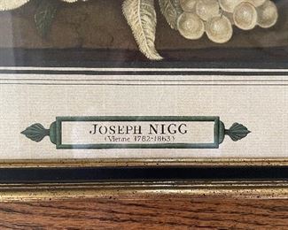 Joseph Nigg Original Lithograph: Framed Still Life. Measures 20.5" x 25.5" Unframed. Photo 2 of 5. 