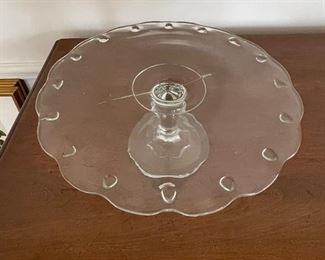 Glass Scallop Edge Cake Stand. Measures 10.25" D. Photo 2 of 2. 