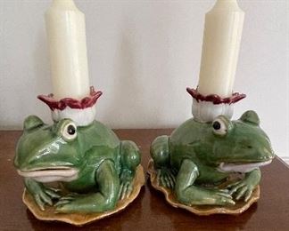 Pair of Frog Candlesticks. 