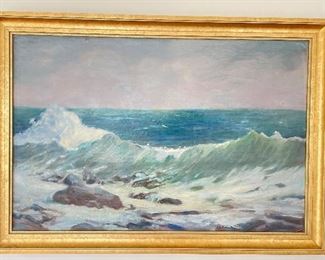 Antique Ocean Oil Painting. Measures 23" W x 15 H." Unframed. Photo 1 of 3. 
