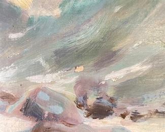 Antique Ocean Oil Painting. Measures 23" W x 15 H." Unframed. Photo 2 of 3. 