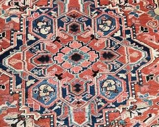 Antique Persian Heriz. Measures 9' x 7' 2". Photo 2 of 4. 