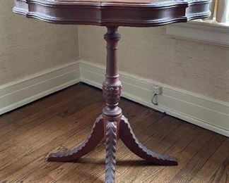 Reproduction Scalloped Edge Occasional Table (Needs Refinishing). Measures 26" D x 30" H. Photo 1 of 3. 