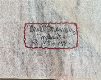 Framed Hand-Made Mini-Quilt Signed on Back: "Great Granny Made It, 1986. Measures 24.5" x 35.5". Photo 2 of 2. 