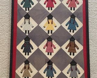 Framed Hand-Made Mini-Quilt Signed on Back: "Great Granny Made It, 1986. Measures 24.5" x 35.5". Photo 1 of 2. 