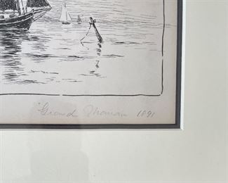 Antique Pen on Paper, "Pinkie," Signed "Grand Woman" & Dated 1891 By Artist. Measures 15.5" x 12.5" Framed; 9" x 6.5" Unframed. Photo 2 of 3. 