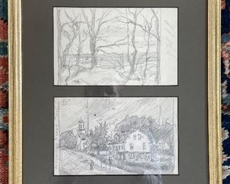 Pencil Etching  - Moonlight & Mason's Island. Photo 1 of 3. 