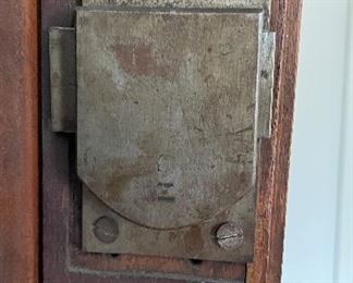 Antique English Flame Mahogany Linen Press with Original Bracket Feet. Measures 48" W x 23" D x 78" H. Photo 3 of 6. 