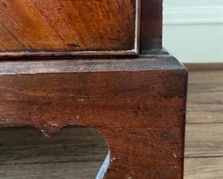 Antique English Flame Mahogany Linen Press with Original Bracket Feet. Measures 48" W x 23" D x 78" H. Photo 6 of 6. 