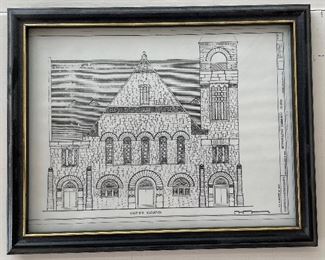 Framed Metropolitan Community Church Blueprint - East Side Elevation. 