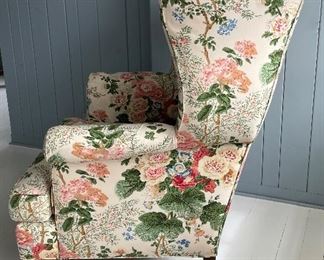 Pair of Vintage Kittinger Mahogany Frame Club Chairs in Lee Jofa Althea Print Blush Fabric Floral Upholstery. Each Chair Measures 34" W x 34" D. Photo 2 of 3. 