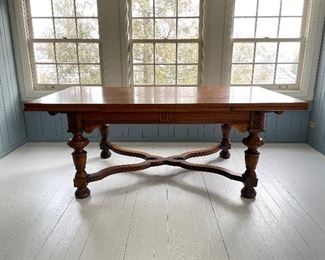 Antique Oak Renaissance Revival Dining / Library Table With Hidden Leaves. Measures 78" W x 40" D x 30" H with Two 21" Hidden Leaves. Photo 1 of 6. 