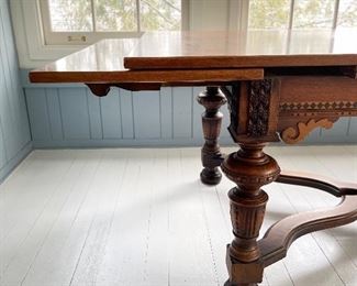 Antique Oak Renaissance Revival Dining / Library Table With Hidden Leaves. Measures 78" W x 40" D x 30" H with Two 21" Hidden Leaves. Photo 1 of 4. Antique Oak Renaissance Revival Dining / Library Table With Hidden Leaves. Measures 78" W x 40" D x 30" H with Two 21" Hidden Leaves. Photo 2 of 6. 