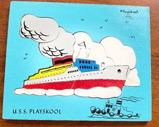 Vintage U.S.S. Playskool Wood Puzzle. 