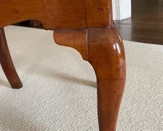 Pair of Antique Solid Walnut Queen-Anne Chairs With Vase-Shaped Back Splats and Cabriole Front Lets. Circa 1710. Upholstered in Mole-Color Velvet Upholstery.  Photo 2 of 5. 