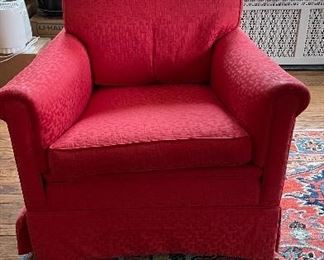 Red Basketweave Upholstered Club Chair. Measures 32" x 35" Deep. Photo 1 of 2. 
