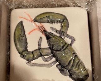 Original Style Fine Quality Ceramic Tiles - Scallop, Lobster, Prawn & Crab Patterns - 2 of Each. Photo 5 of 5. 