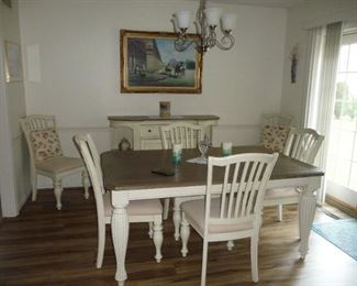 6 chairs /white dining set 