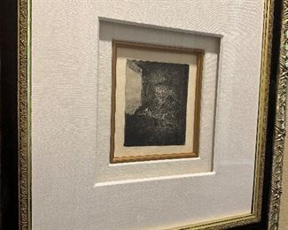 Rembrandt etching with COA