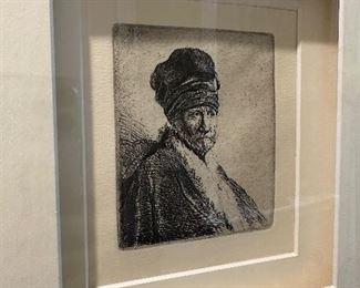 Rembrandt etching with COA
