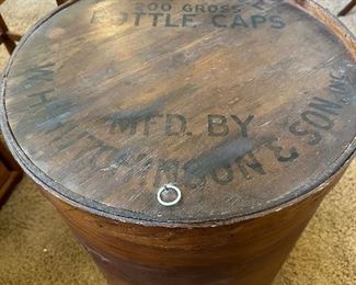 Antique bottle cap barrel 