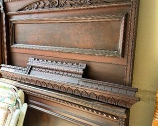 Ornate antique headboard 