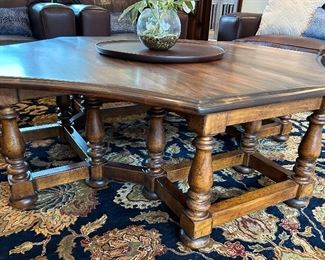 Large oversized coffee table by Drexel Heritage (rug not for sale) measures 5’ wide 