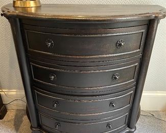 Demilune 4 drawers bed side table- Crackle black finish by Drexel Heritage 
