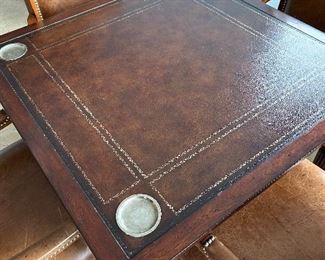 Leather top game table with 4 leather arm chairs by Lexington 