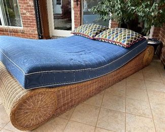 Rattan daybed, measures 5’3” wide 9’3” long 2’3” tall