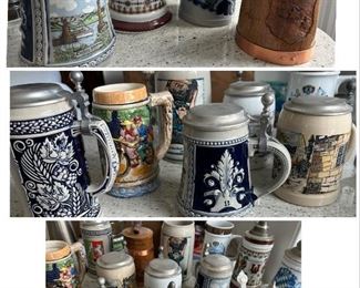 a nice collection of beer steins