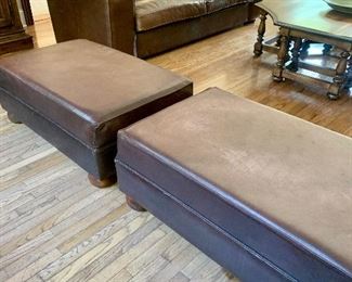 Matching leather ottomans by Van Den Bergh’s South Africa. Leather is Kudu Antelope