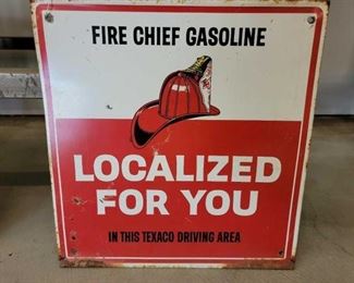 #296 • Single Sided Painted Texaco Fire Chief Gasoline Sign