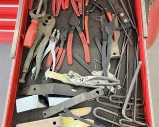 #1130 • Snap-On Prybar Chisel, T Handle Hex Keys, Blue Point Retaining Ring Pliers and More
