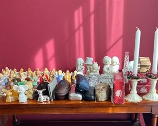 Goebel Hummel Christmas Angel Bell Ornaments 1976-1996, Avon Perfume Bottles, Precious Moments Figures, Lenox Candle Holders