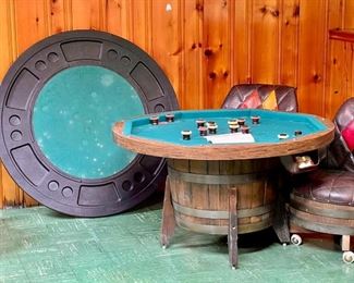 Vintage Barrel Poker Table & (4) Chairs