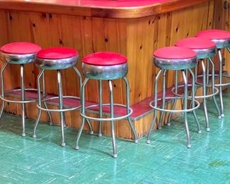 (6) Red Barstools 