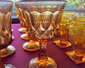 Vintage amber goblets