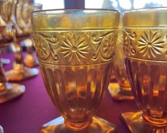 Daisy Amber by Indiana Glass Footed Tumbler