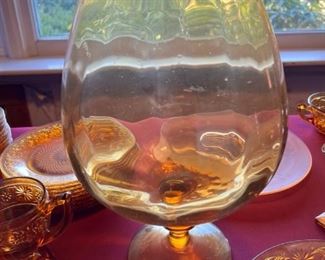 Hand blown giant amber glass