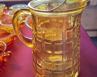 Vintage Amber Block Pitcher