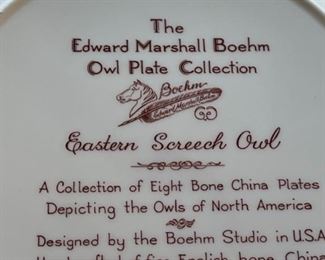 Edward Marshall Boehm Owl Plate Collection